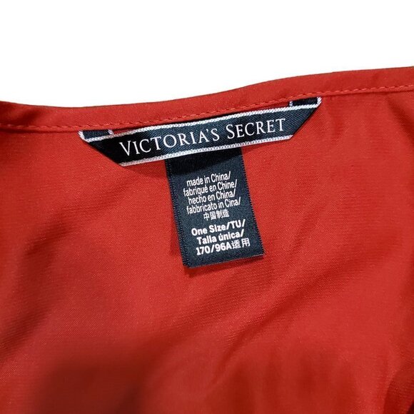 Victoria's Secret‎ Satin Flounce Kimono Robe Ruffle Tie Heart Love Red One Size - Picture 3 of 7